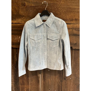 Women’s blue leather suede jacket by Danier leather. Size 0–2 petite ￼